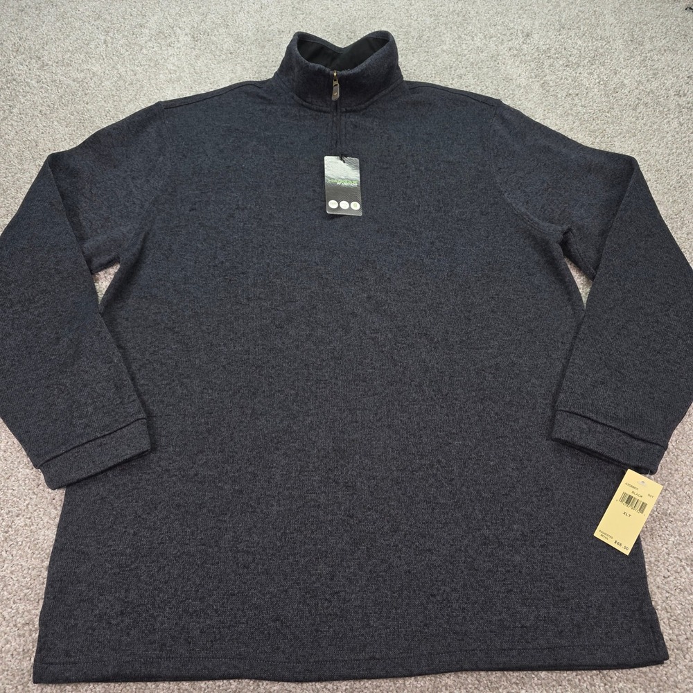 New Haggar In Motion Mens XLT Black Heather Quarter Zip Pullover Sweater 435886X